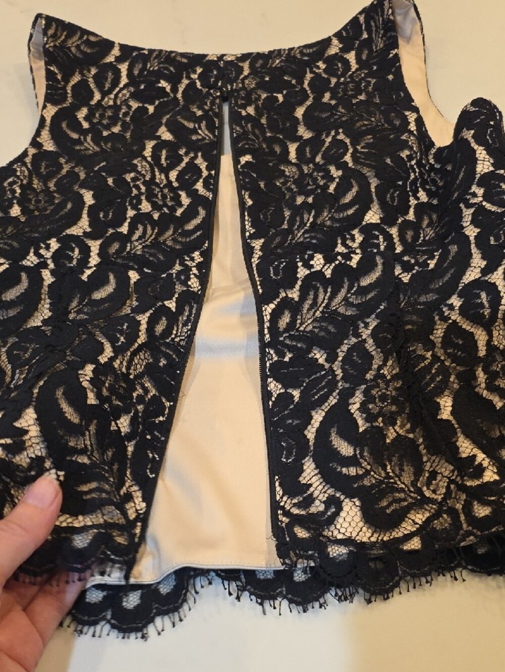 White House Black Market Black Floral Lace Square-Neck Corest Top - Picture 8 of 10